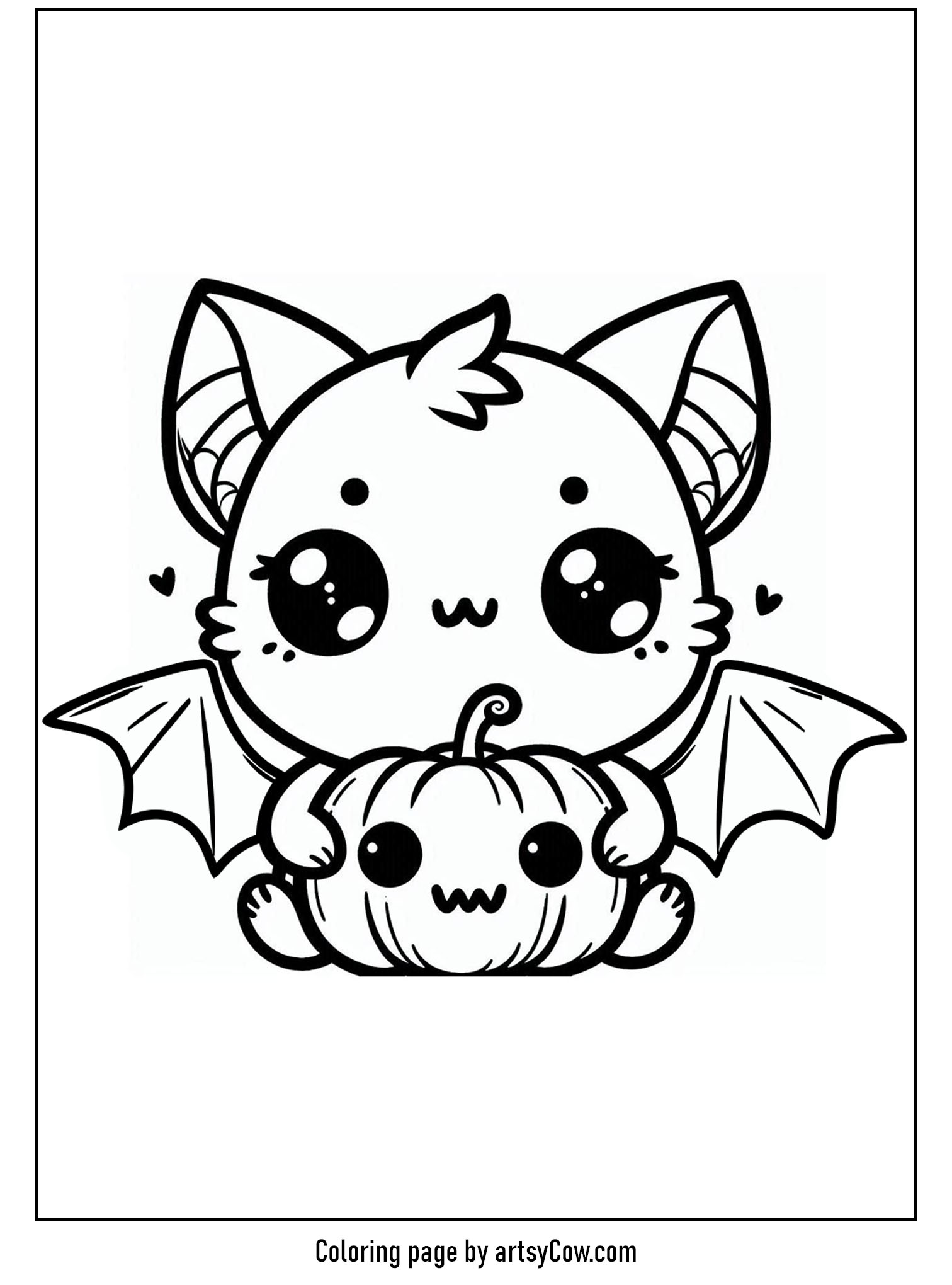 halloween coloring pages with bats, featuring a cute bat holding a pumpkin, perfect for festive coloring fun.
